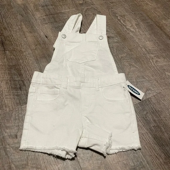 Old Navy Bottoms Old Navy White Jean Short Overalls Poshmark